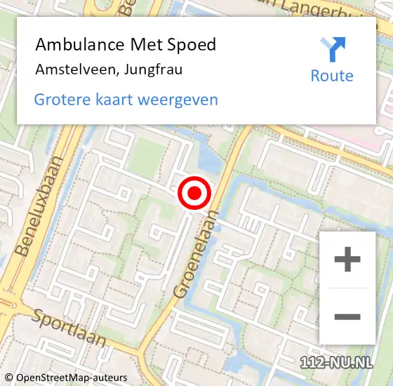 Locatie op kaart van de 112 melding: Ambulance Met Spoed Naar Amstelveen, Jungfrau op 19 januari 2024 19:55