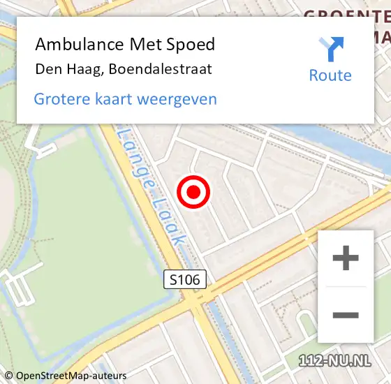 Locatie op kaart van de 112 melding: Ambulance Met Spoed Naar Den Haag, Boendalestraat op 19 januari 2024 19:57