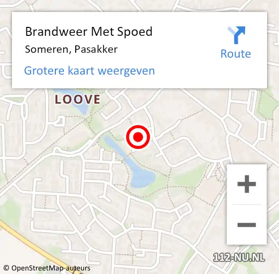 Locatie op kaart van de 112 melding: Brandweer Met Spoed Naar Someren, Pasakker op 19 januari 2024 20:46