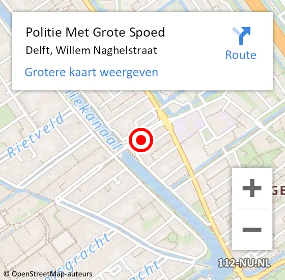 Locatie op kaart van de 112 melding: Politie Met Grote Spoed Naar Delft, Willem Naghelstraat op 19 januari 2024 20:56
