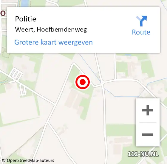 Locatie op kaart van de 112 melding: Politie Weert, Hoefbemdenweg op 19 januari 2024 20:57