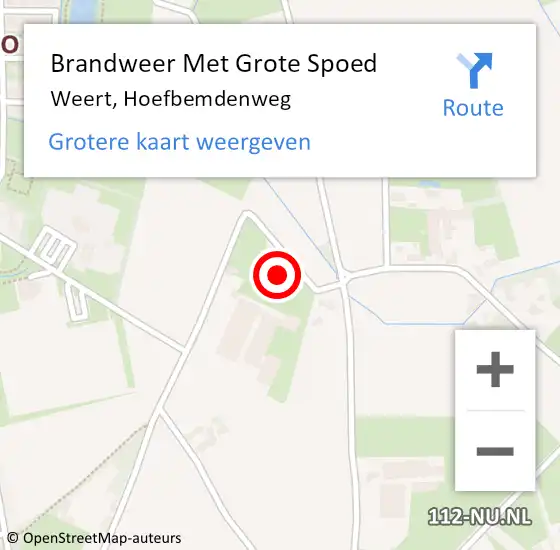 Locatie op kaart van de 112 melding: Brandweer Met Grote Spoed Naar Weert, Hoefbemdenweg op 19 januari 2024 20:57