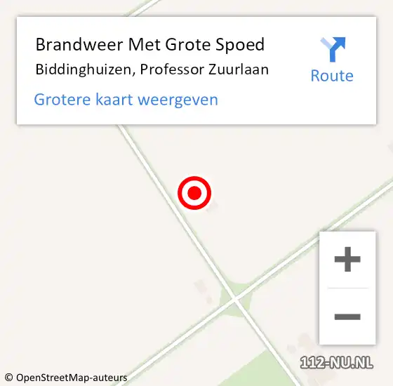 Locatie op kaart van de 112 melding: Brandweer Met Grote Spoed Naar Biddinghuizen, Professor Zuurlaan op 19 januari 2024 20:58