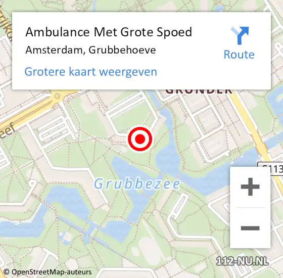 Locatie op kaart van de 112 melding: Ambulance Met Grote Spoed Naar Amsterdam, Grubbehoeve op 19 januari 2024 21:20