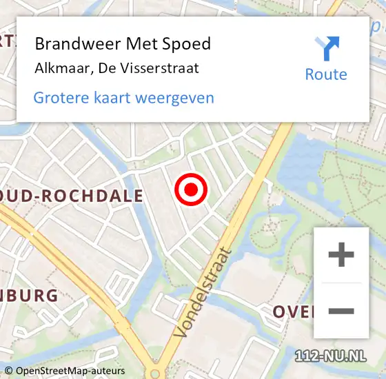 Locatie op kaart van de 112 melding: Brandweer Met Spoed Naar Alkmaar, De Visserstraat op 19 januari 2024 21:22