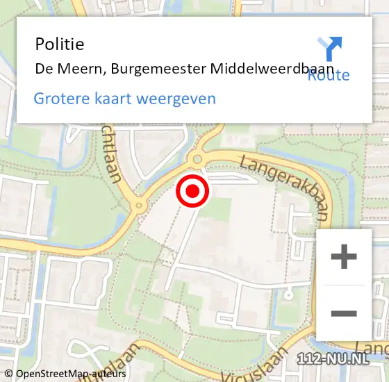 Locatie op kaart van de 112 melding: Politie De Meern, Burgemeester Middelweerdbaan op 19 januari 2024 22:14