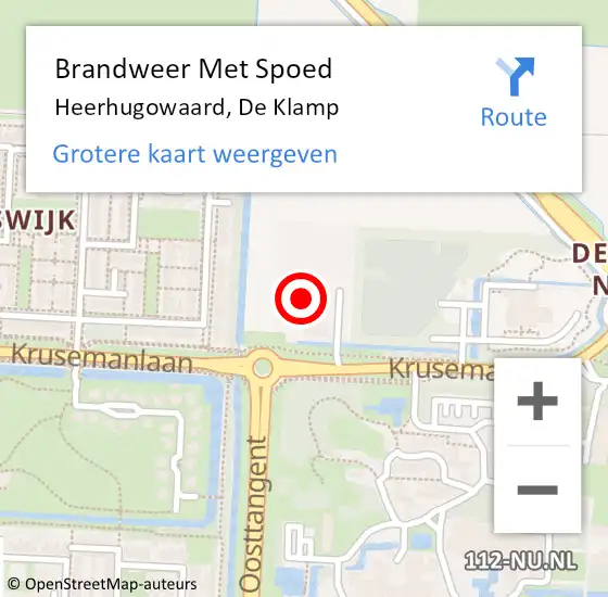 Locatie op kaart van de 112 melding: Brandweer Met Spoed Naar Heerhugowaard, De Klamp op 19 januari 2024 22:32