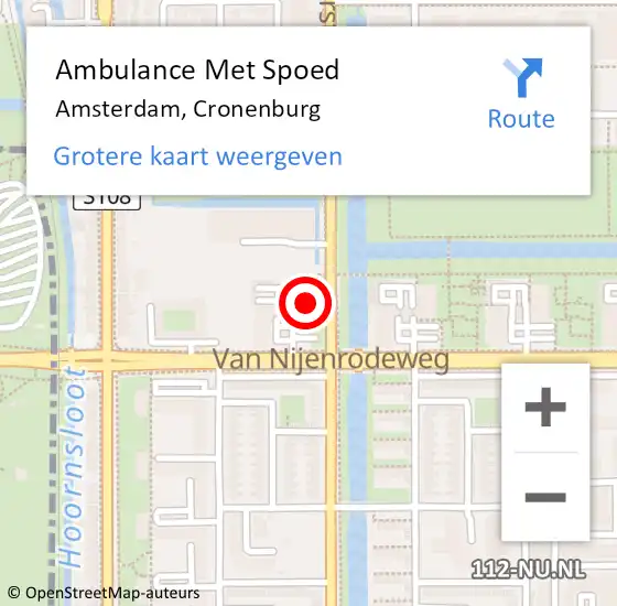 Locatie op kaart van de 112 melding: Ambulance Met Spoed Naar Amsterdam, Cronenburg op 19 januari 2024 22:55