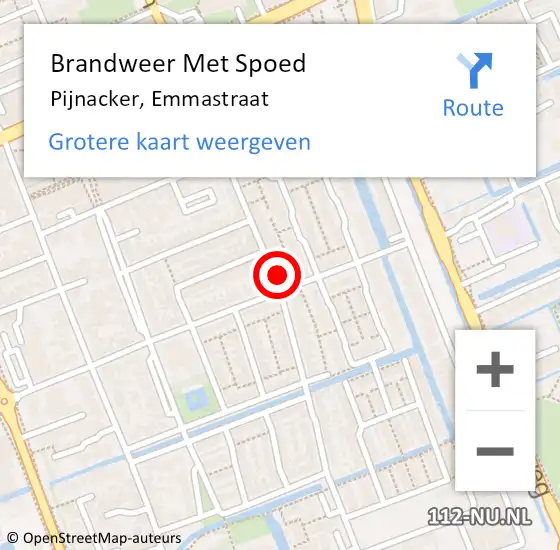 Locatie op kaart van de 112 melding: Brandweer Met Spoed Naar Pijnacker, Emmastraat op 19 januari 2024 23:31