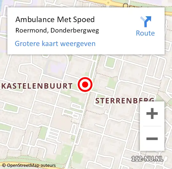 Locatie op kaart van de 112 melding: Ambulance Met Spoed Naar Roermond, Donderbergweg op 19 januari 2024 23:50