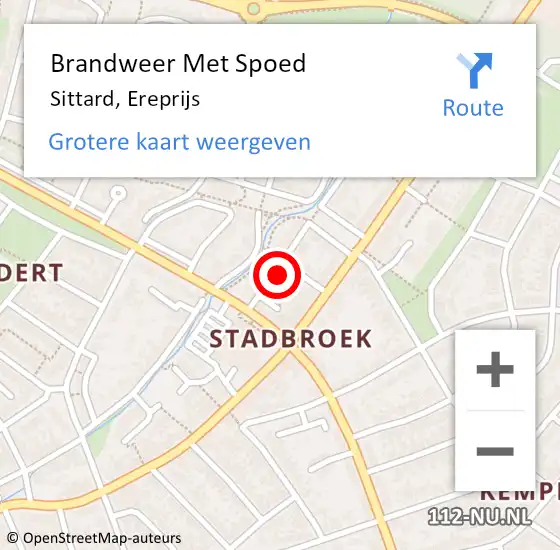 Locatie op kaart van de 112 melding: Brandweer Met Spoed Naar Sittard, Ereprijs op 20 januari 2024 00:18