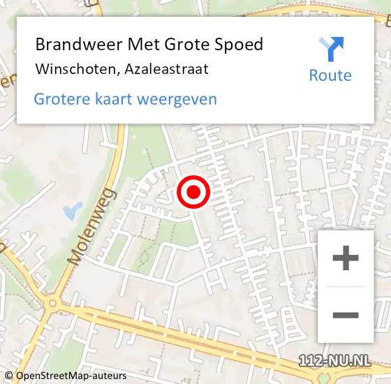 Locatie op kaart van de 112 melding: Brandweer Met Grote Spoed Naar Winschoten, Azaleastraat op 20 januari 2024 00:27