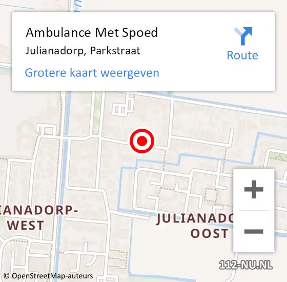 Locatie op kaart van de 112 melding: Ambulance Met Spoed Naar Julianadorp, Parkstraat op 20 januari 2024 00:45