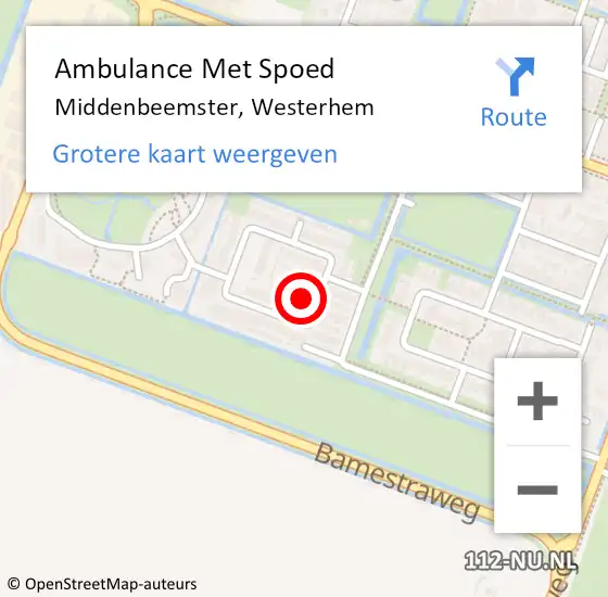 Locatie op kaart van de 112 melding: Ambulance Met Spoed Naar Middenbeemster, Westerhem op 20 januari 2024 01:33