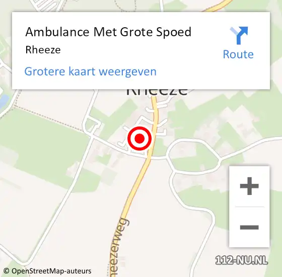 Locatie op kaart van de 112 melding: Ambulance Met Grote Spoed Naar Rheeze op 20 januari 2024 01:35