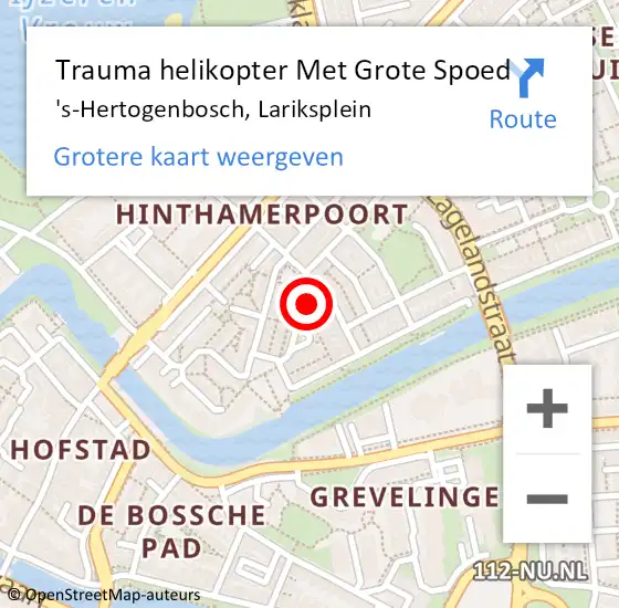 Locatie op kaart van de 112 melding: Trauma helikopter Met Grote Spoed Naar 's-Hertogenbosch, Lariksplein op 20 januari 2024 03:20