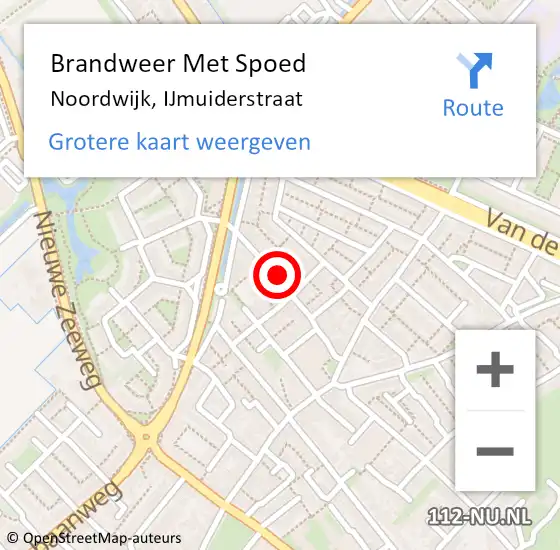 Locatie op kaart van de 112 melding: Brandweer Met Spoed Naar Noordwijk, IJmuiderstraat op 20 januari 2024 04:43