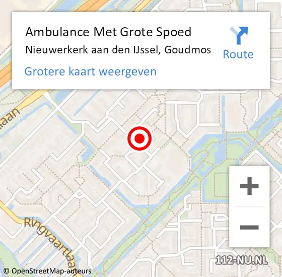 Locatie op kaart van de 112 melding: Ambulance Met Grote Spoed Naar Nieuwerkerk aan den IJssel, Goudmos op 20 januari 2024 05:19