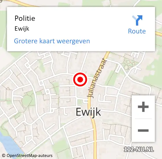 Locatie op kaart van de 112 melding: Politie Ewijk op 20 januari 2024 06:10