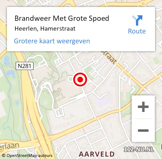 Locatie op kaart van de 112 melding: Brandweer Met Grote Spoed Naar Heerlen, Hamerstraat op 20 januari 2024 06:15