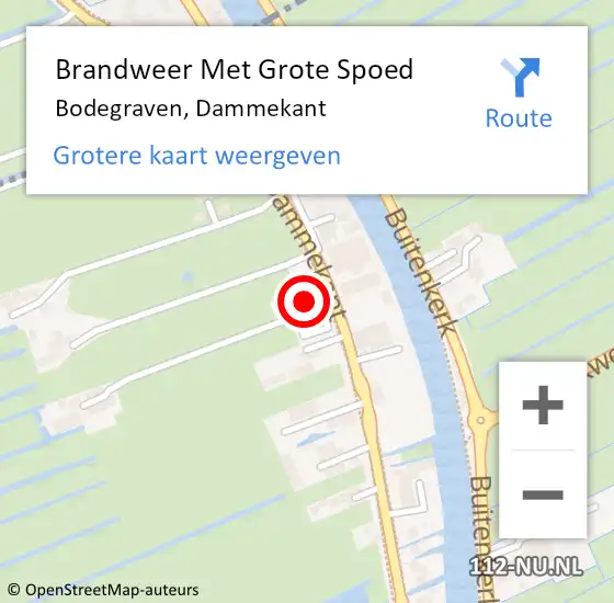 Locatie op kaart van de 112 melding: Brandweer Met Grote Spoed Naar Bodegraven, Dammekant op 20 januari 2024 07:40