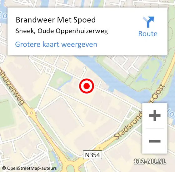 Locatie op kaart van de 112 melding: Brandweer Met Spoed Naar Sneek, Oude Oppenhuizerweg op 20 januari 2024 08:39