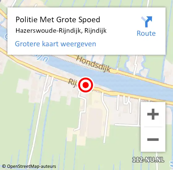 Locatie op kaart van de 112 melding: Politie Met Grote Spoed Naar Hazerswoude-Rijndijk, Rijndijk op 20 januari 2024 08:51