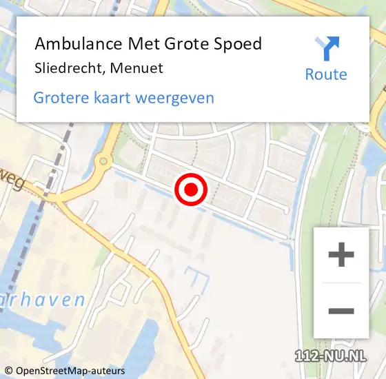 Locatie op kaart van de 112 melding: Ambulance Met Grote Spoed Naar Sliedrecht, Menuet op 20 januari 2024 08:52