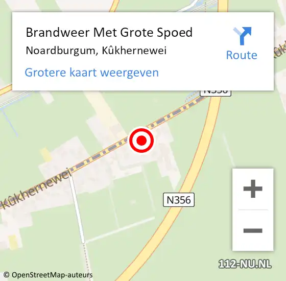 Locatie op kaart van de 112 melding: Brandweer Met Grote Spoed Naar Noardburgum, Kûkhernewei op 20 januari 2024 09:34