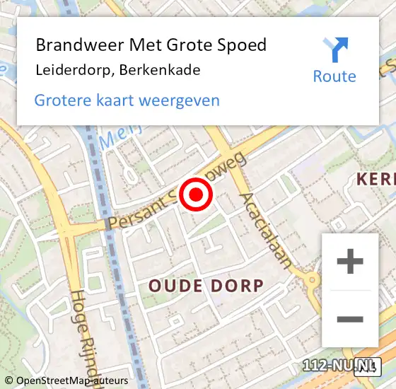 Locatie op kaart van de 112 melding: Brandweer Met Grote Spoed Naar Leiderdorp, Berkenkade op 20 januari 2024 09:39