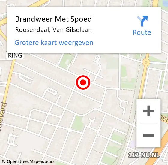 Locatie op kaart van de 112 melding: Brandweer Met Spoed Naar Roosendaal, Van Gilselaan op 20 januari 2024 09:39