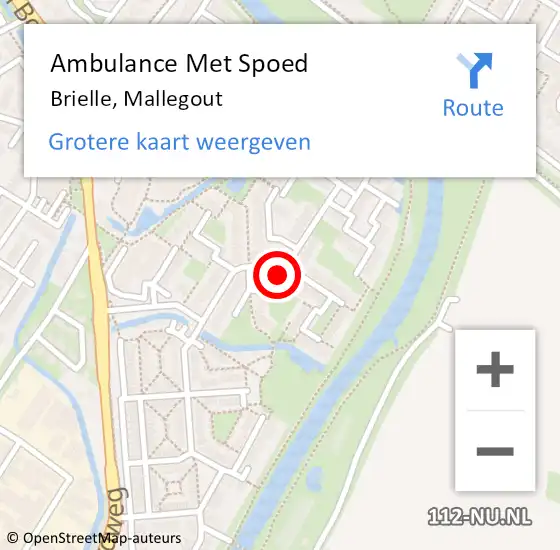 Locatie op kaart van de 112 melding: Ambulance Met Spoed Naar Brielle, Mallegout op 20 januari 2024 09:41