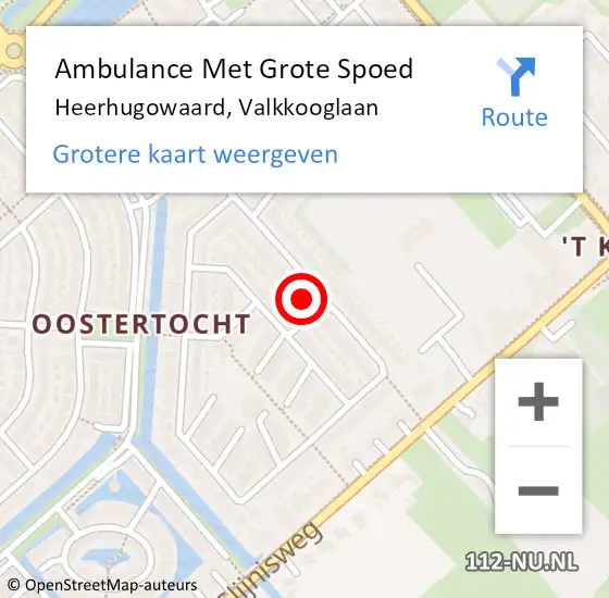 Locatie op kaart van de 112 melding: Ambulance Met Grote Spoed Naar Heerhugowaard, Valkkooglaan op 20 januari 2024 09:43