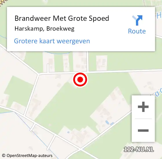 Locatie op kaart van de 112 melding: Brandweer Met Grote Spoed Naar Harskamp, Broekweg op 20 januari 2024 09:51