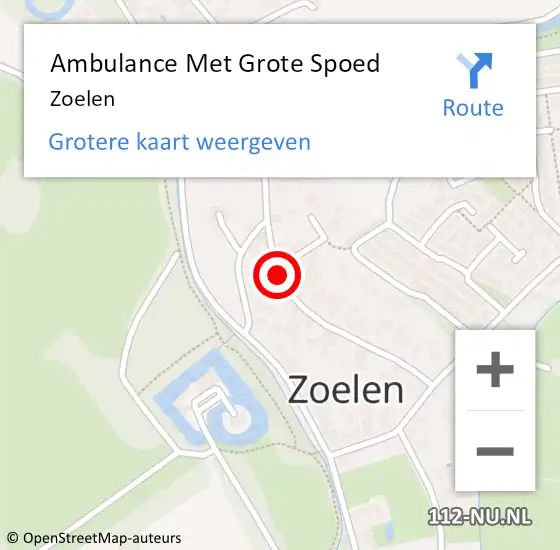 Locatie op kaart van de 112 melding: Ambulance Met Grote Spoed Naar Zoelen op 20 januari 2024 09:54