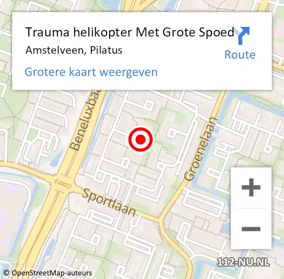 Locatie op kaart van de 112 melding: Trauma helikopter Met Grote Spoed Naar Amstelveen, Pilatus op 20 januari 2024 09:58