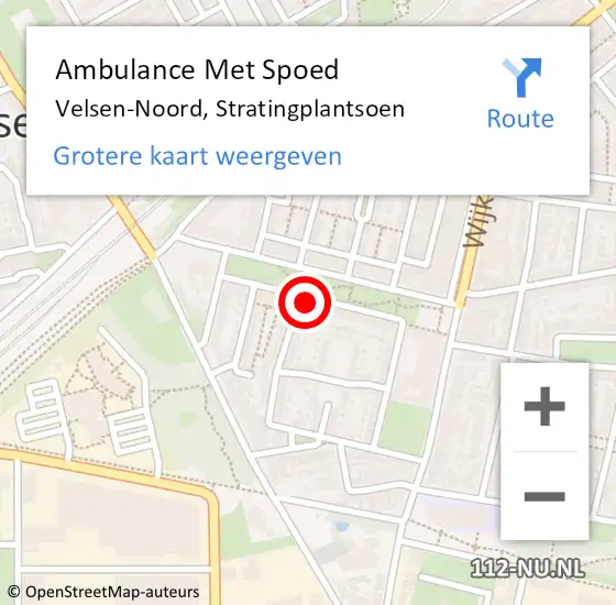 Locatie op kaart van de 112 melding: Ambulance Met Spoed Naar Velsen-Noord, Stratingplantsoen op 20 januari 2024 10:03