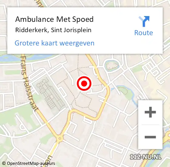 Locatie op kaart van de 112 melding: Ambulance Met Spoed Naar Ridderkerk, Sint Jorisplein op 20 januari 2024 10:23