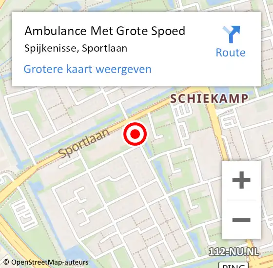 Locatie op kaart van de 112 melding: Ambulance Met Grote Spoed Naar Spijkenisse, Sportlaan op 20 januari 2024 10:33