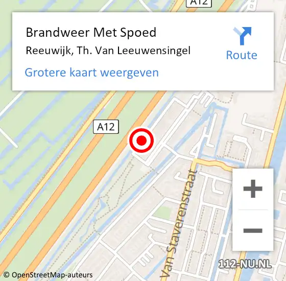 Locatie op kaart van de 112 melding: Brandweer Met Spoed Naar Reeuwijk, Th. Van Leeuwensingel op 15 oktober 2013 11:58