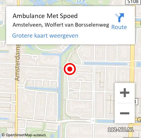 Locatie op kaart van de 112 melding: Ambulance Met Spoed Naar Amstelveen, Wolfert van Borsselenweg op 20 januari 2024 10:40