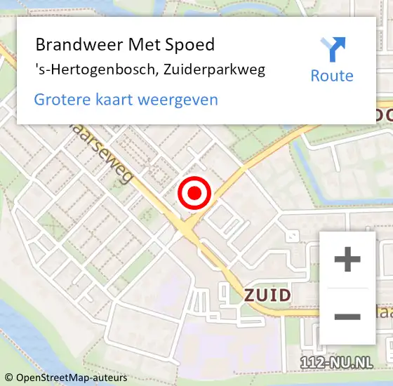 Locatie op kaart van de 112 melding: Brandweer Met Spoed Naar 's-Hertogenbosch, Zuiderparkweg op 20 januari 2024 11:00