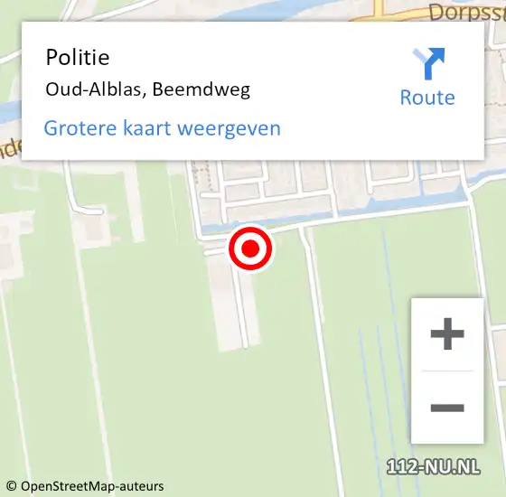 Locatie op kaart van de 112 melding: Politie Oud-Alblas, Beemdweg op 20 januari 2024 11:04
