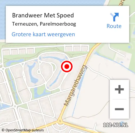 Locatie op kaart van de 112 melding: Brandweer Met Spoed Naar Terneuzen, Parelmoerboog op 20 januari 2024 11:05