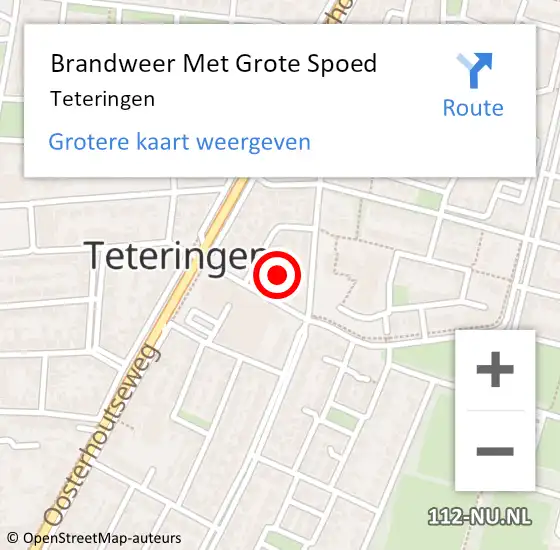 Locatie op kaart van de 112 melding: Brandweer Met Grote Spoed Naar Teteringen op 20 januari 2024 11:09