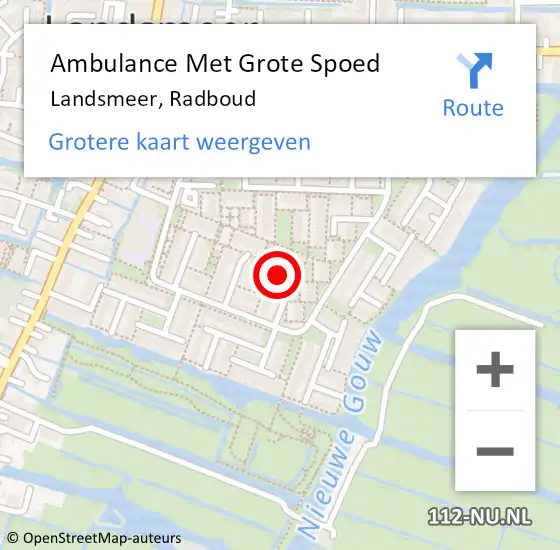 Locatie op kaart van de 112 melding: Ambulance Met Grote Spoed Naar Landsmeer, Radboud op 20 januari 2024 11:46