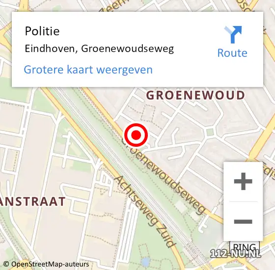 Locatie op kaart van de 112 melding: Politie Eindhoven, Groenewoudseweg op 20 januari 2024 12:01