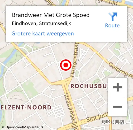 Locatie op kaart van de 112 melding: Brandweer Met Grote Spoed Naar Eindhoven, Stratumsedijk op 20 januari 2024 12:01