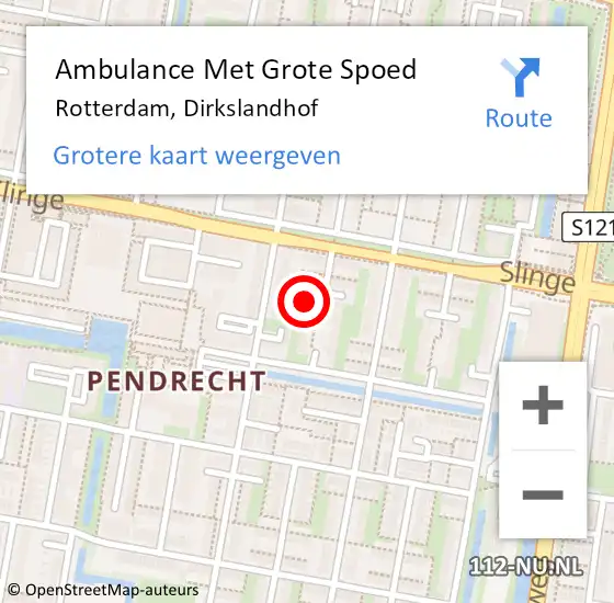 Locatie op kaart van de 112 melding: Ambulance Met Grote Spoed Naar Rotterdam, Dirkslandhof op 20 januari 2024 12:11