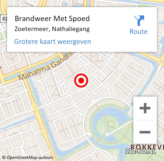 Locatie op kaart van de 112 melding: Brandweer Met Spoed Naar Zoetermeer, Nathaliegang op 20 januari 2024 12:21